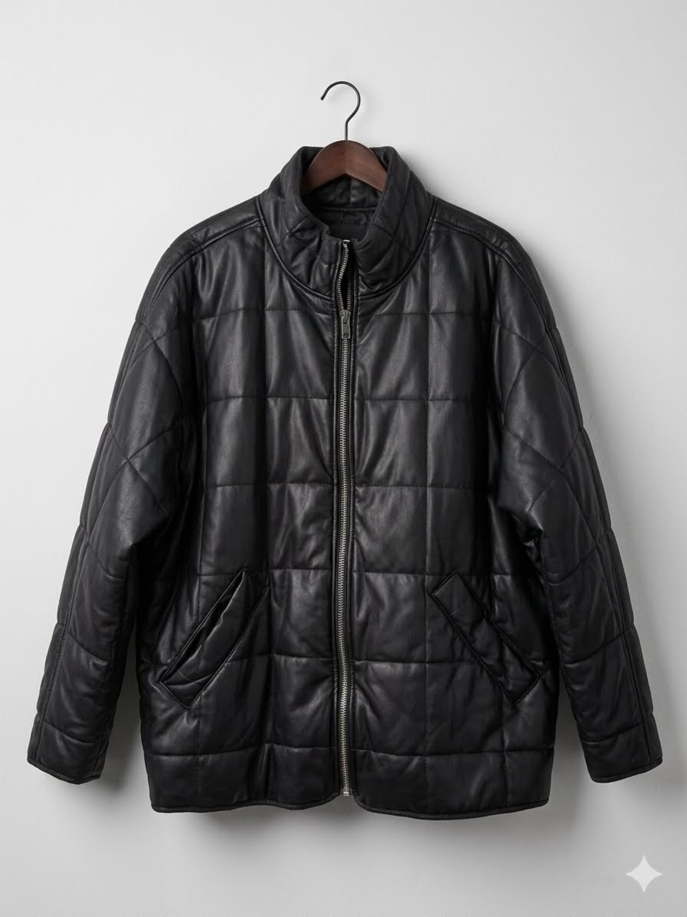 LIKE NEW! Free People Dolman Quilted Vegan Leather Jacket Black Womens Size L